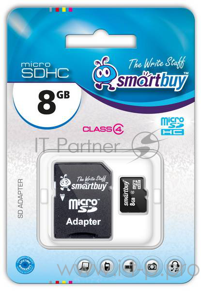 Карта памяти Micro SecureDigital 8Gb Smart buy SB8GBSDCL10-01 {Micro SDHC Class 10, SD adapter}