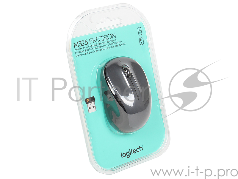 Оптическая мышь Logitech M325 910-002142, беспров., 2кн.+скр., серо-черный (USB)