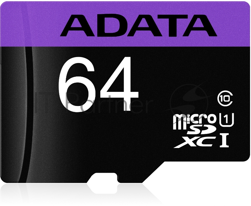 Карта памяти Micro SecureDigital 64Gb A-DATA AUSDX64GUICL10-RA1 {MicroSDXC Class 10 UHS-I, SD adapter}