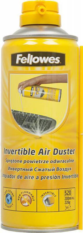 Сжатый инвертный воздух Fellowes®, для чистки труднодоступных мест оргтехники, под любым углом наклона (200 мл).