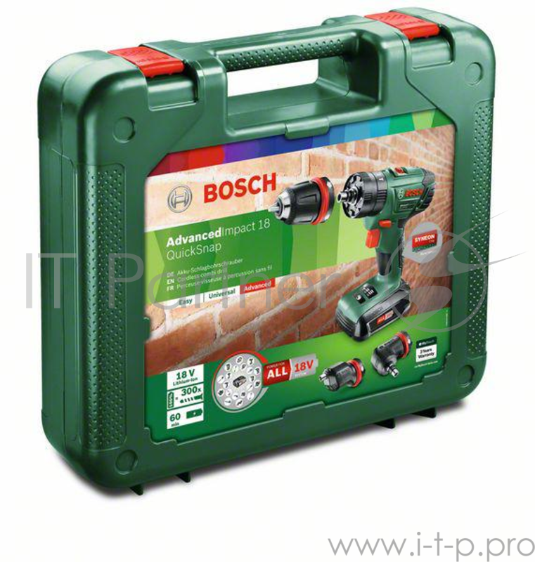 Дрель, Шуруповерт Bosch AdvancedImpact 18V Quick Snap аккумуляторная дрель ударная 06039A3400 { 18 В, 1350 об/мин, 38 Нм, 21700 уд/мин, 1.4 кг }