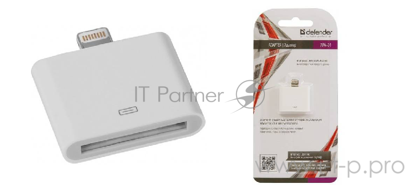 Адаптер Defender APA-01 для подключения Iphone5 / IPad Mini к кабелю Apple Doc Connector / белый.