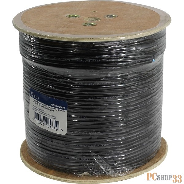 5bites Кабель 5bites FS5505-305CPE FTP / SOLID / 5E / 24AWG / COPPER / PVC(+PE) / BLACK / OUTDOOR / MESSENGER / DRUM / 305M
