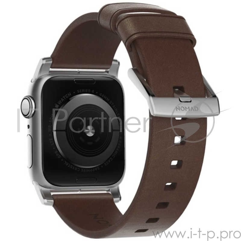 Ремешок Nomad Modern Strap для Apple Watch 40mm/38mm. Материал кожа натуральная. Цвет ремешок темно-коричневый, застежка серебристый.