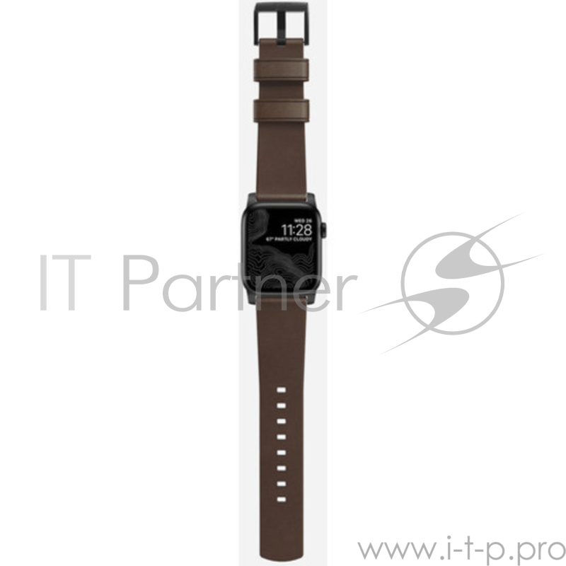 Ремешок Nomad Modern Strap для Apple Watch 44mm/42mm. Материал кожа натуральная. Цвет ремешок темно-коричневый, застежка черный.