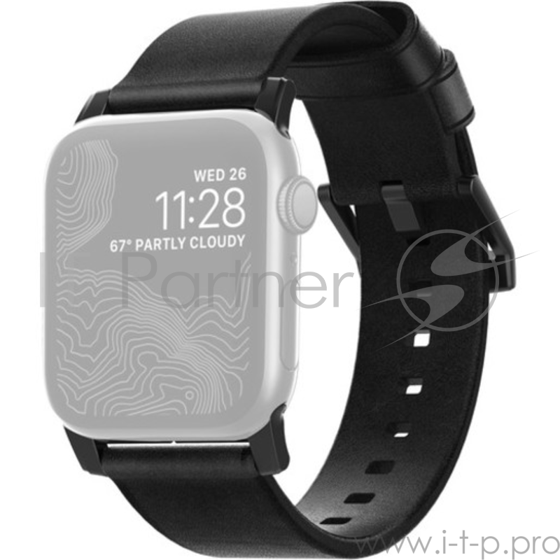 Ремешок Nomad Modern Strap для Apple Watch 44mm/42mm. Материал кожа натуральная. Цвет ремешок черный, застежка черный.