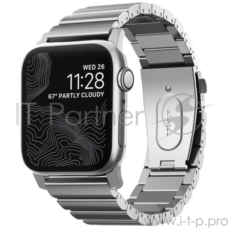 Ремешок Nomad Modern Titanium Band для Apple Watch 44mm/42mm. Материал титан. Цвет ремешок титановый, застежка серебристый.