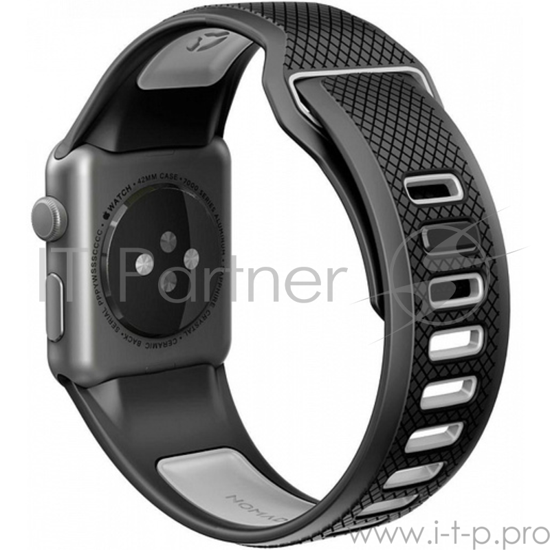Ремешок Nomad Sport Strap для Apple Watch 44mm/42mm. Материал силикон. Цвет черный/серый.