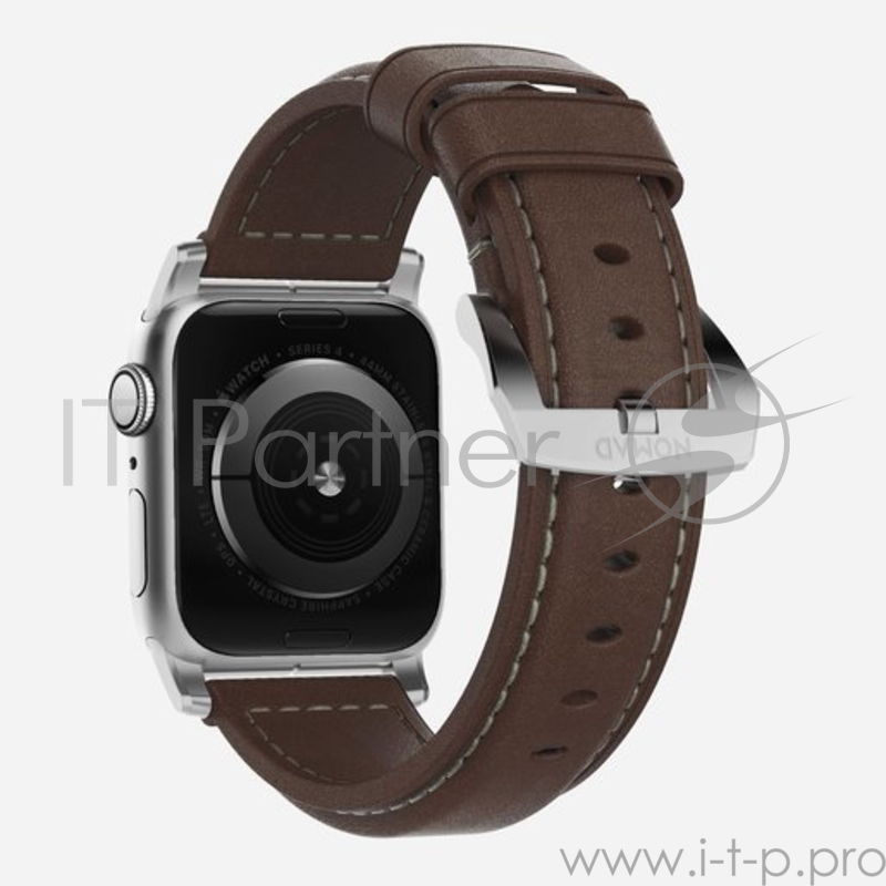 Ремешок Nomad Traditional Strap для Apple Watch 44mm/42mm. Материал кожа натуральная. Цвет ремешок темно-коричневый, застежка серебристый.