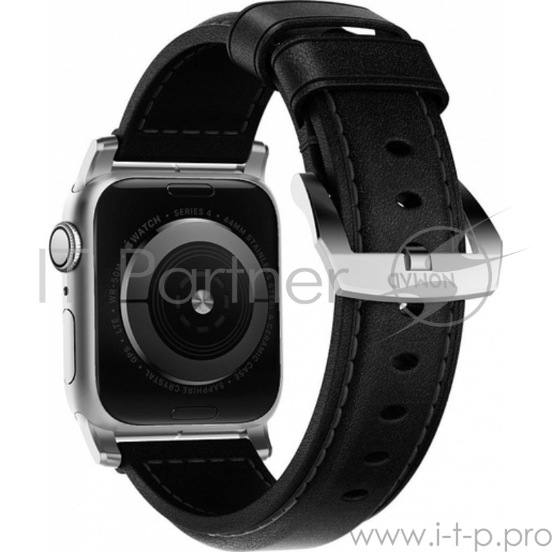 Ремешок Nomad Traditional Strap для Apple Watch 44mm/42mm. Материал кожа натуральная. Цвет ремешок черный, застежка серебристый.