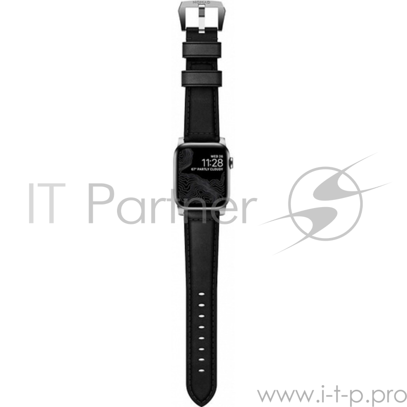 Ремешок Nomad Traditional Strap для Apple Watch 44mm/42mm. Материал кожа натуральная. Цвет ремешок черный, застежка серебристый.