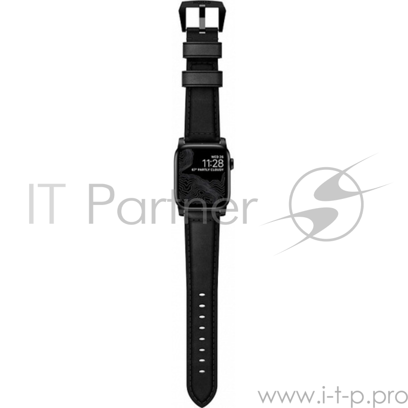Ремешок Nomad Traditional Strap для Apple Watch 44mm/42mm. Материал кожа натуральная. Цвет ремешок черный, застежка черный.