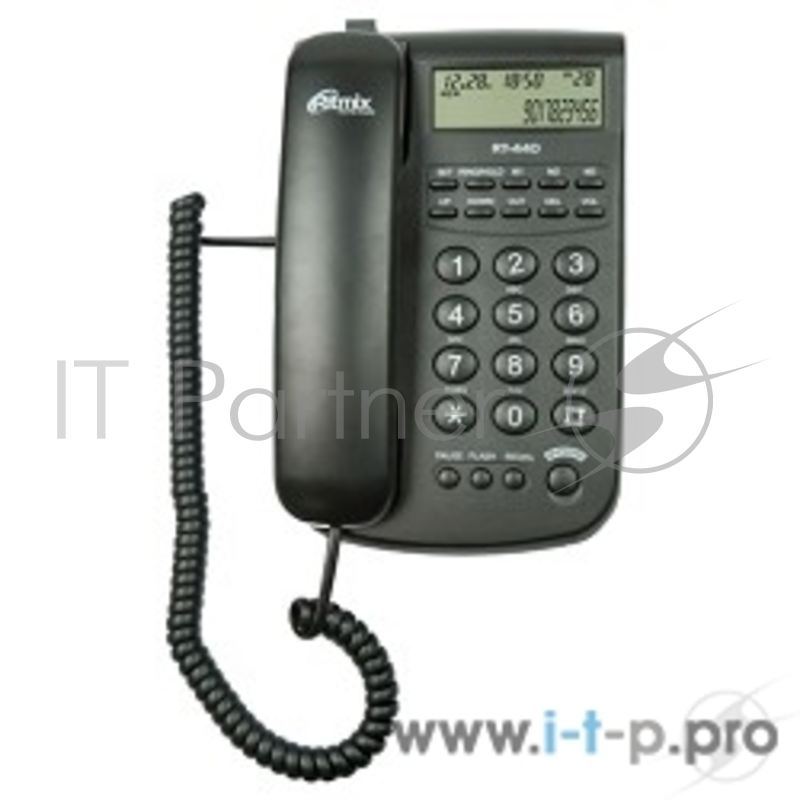 RITMIX RT-440 black Телефон проводной [дисп, Caller ID, повтор. набор, регулировка уровня громкости,
