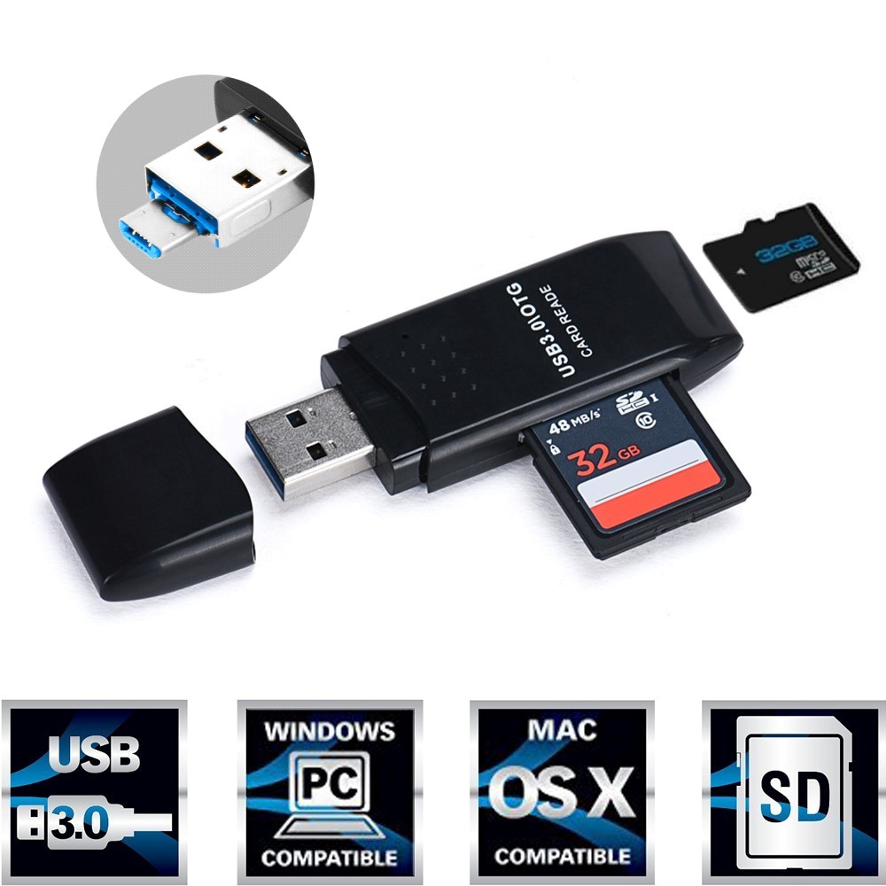 Картридер ORIENT CR-018B, USB 3.0, SDXC/SD 3.0 UHS-1/SDHC/microSD/T-Flash, поддержка OTG, выдвижной