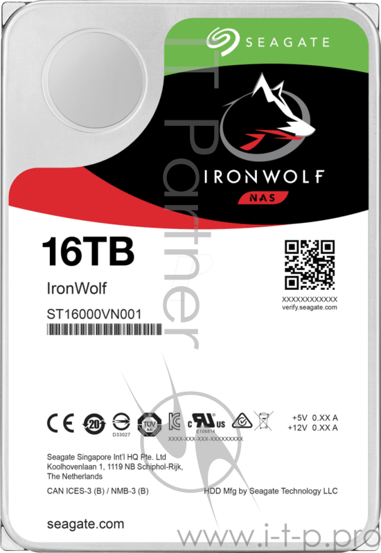 Накопитель на жестком магнитном диске Seagate Жесткий диск HDD 16Tb Seagate IronWolf ST16000VN001 3.5 SATA 6Gb/s 64Mb 7200rpm для NAS