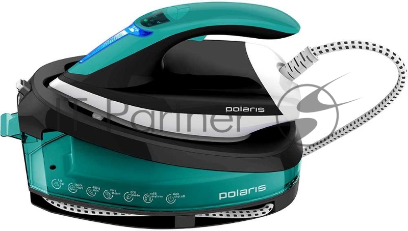 Паровая станция Polaris, PSS 7510K, 3000Вт, объем 1500мл, подошва PRO 5 Ceramic, пар 120г/мин, пар удар 400г/мин, давление 7 бар, автоотключение, антикапля, вертикальное отпаривание, пост подача