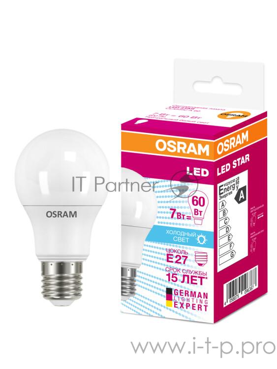 Osram Лампа светодиодная LED 7Вт Е27 STAR ClassicA (замена 60Вт),нейтральный белый свет, матовая колба (4058075096417)