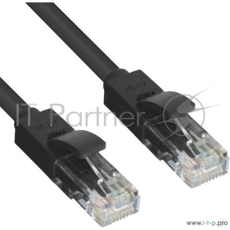 Greenconnect Патч-корд PROF прямой 0.3m, UTP медь кат.6, черный, позолоченные контакты, 24 AWG, ethernet high speed 10 Гбит/с, RJ45, T568B(GCR-LNC626-0.3m)