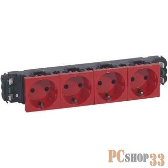Legrand 077414 РОЗЕТКА 4 х 2К+3 - ПРОГРАММА MOSAIC - ДЛЯ УСТАНОВКИ В КАБЕЛЬ-КАНАЛЕ - АВТОМАТИЧЕСКИЕ КЛЕММЫ - КРАСНАЯ