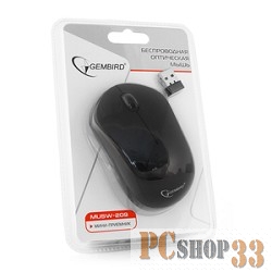 Оптическая мышь Gembird MUSW-209, беспров., 2кн.+скр., черный (USB)