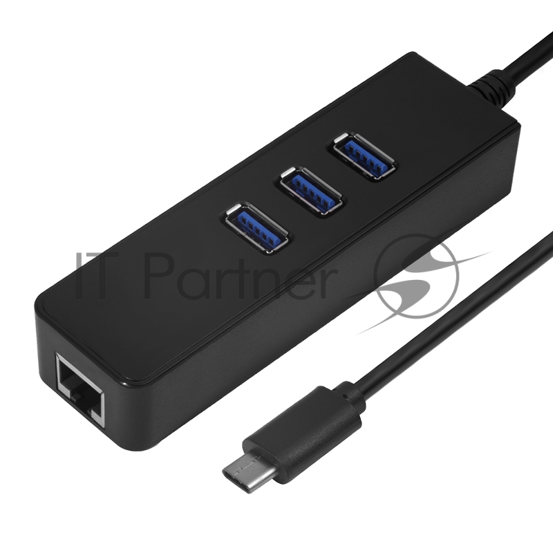 Greenconnect сетевой адаптер USB 3.1 Тип C M -> Ethernet RJ-45 F Lan Card + USB 2.0-хаб на 3 порта (GCR-UC2CL01)