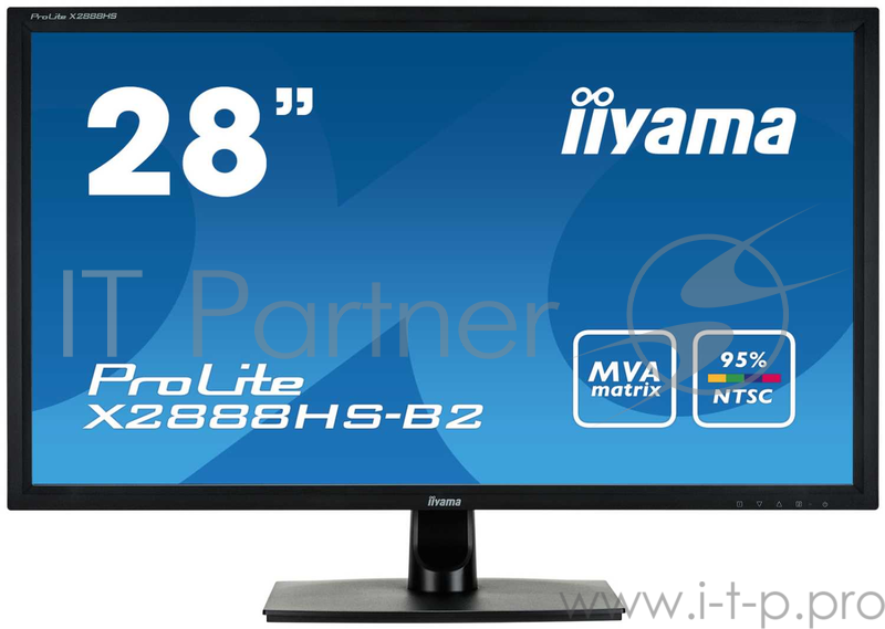 Монитор жидкокристаллический Iiyama LCD 28 16:9 1920х1080 MVA, nonGLARE, nonTOUCH, 300cd/m2, H178°/V178°, 3000:1, 12М:1, 16,7M Color, 5ms, VGA, DVI, HDMI, DP, Tilt, Speakers, MHL, 3Y, Black