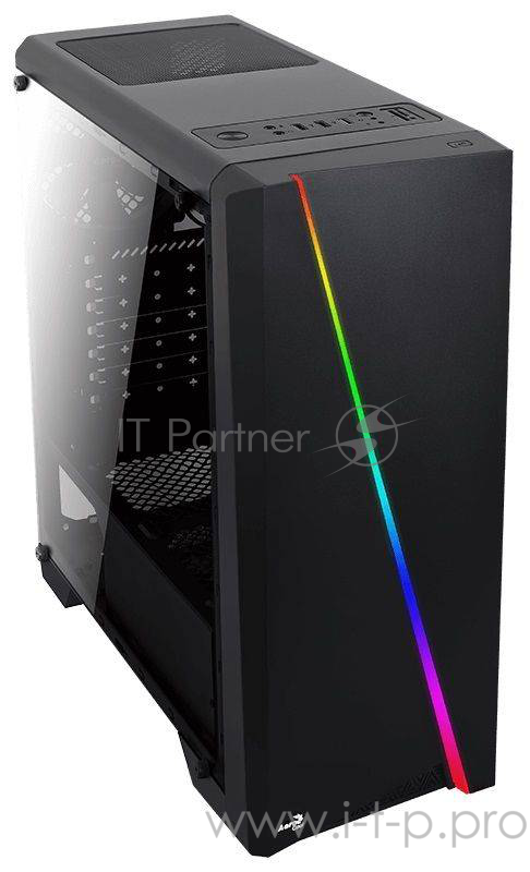 Корпус Aerocool Cylon Black (3xUSB, 2xAudio, 120 мм FAN, RGB подсветка, прозрачная стенка-акрил, Card-reader, ATX, без Б