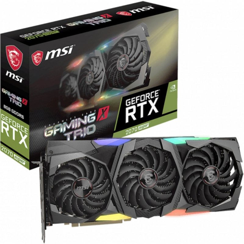 Видеокарта 8Gb <PCI-E> MSI GeForce RTX 2070 SUPER GAMING TRIO <RTX2070SUPER, GDDR6, 256bit, HDMI, 3xDP, Retail>