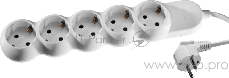 Удлинитель ЗУБР 55058-5 пвс сечение 1кв мм заземл 5 гнезд макс мощн 3500Вт 5м