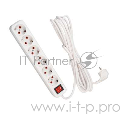 Удлинитель LEZARD 720-0605-602 с/з 6входов 5м с выключателем серии LILA