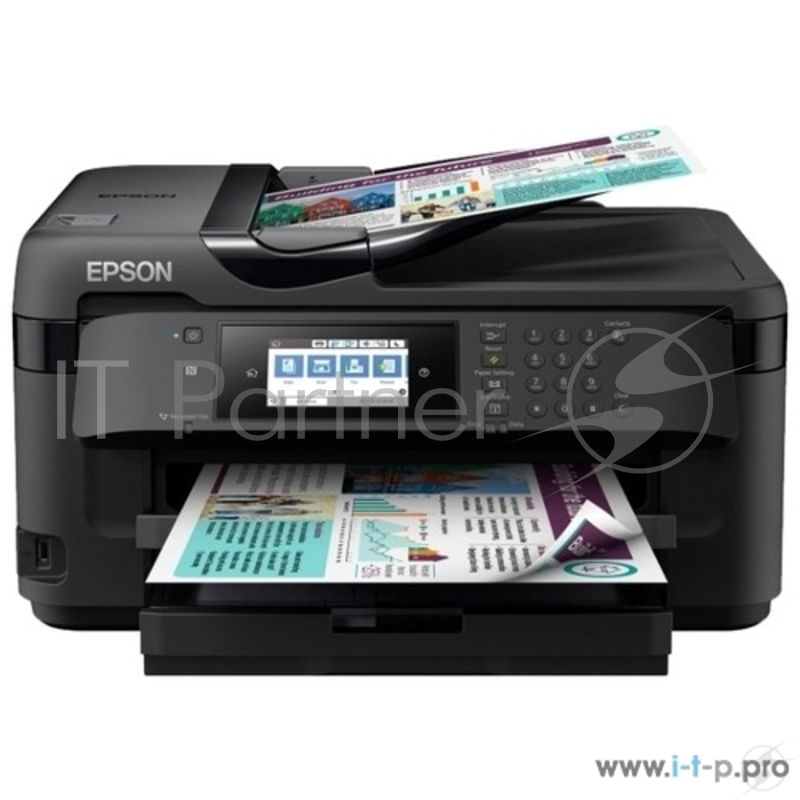 Принтер Epson WorkForce WF-7710DWF C11CG36413 (А3+, 4 цвета,32/20 стр/мин ,Сканер: 1200x2400 dpi,Duplex A3 формата,ЖК-экран, диагональю 10,9 см.Слот для чтения карт памяти,лоток на 250 листов)