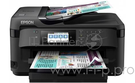 Принтер Epson WorkForce WF-7710DWF C11CG36413 (А3+, 4 цвета,32/20 стр/мин ,Сканер: 1200x2400 dpi,Duplex A3 формата,ЖК-экран, диагональю 10,9 см.Слот для чтения карт памяти,лоток на 250 листов)