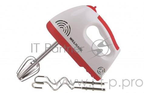 Миксер WILLMARK WHM-210 (2 вида насадок, 200Вт, 5 скоростей) (Красный)