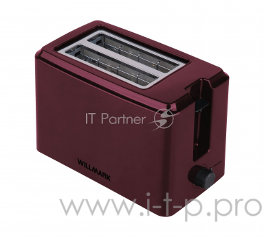 Тостер WILLMARK WTS-752P ( 2 отдела, пластик, центрирование тостов, 750 Вт., ассорт ) (Бордовый)
