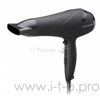 Фен WILLMARK WHD-222ST (2 скорости, 3 темп. режима, керам. покрытие, шнур 1,7 м. черный, 2200 Вт)