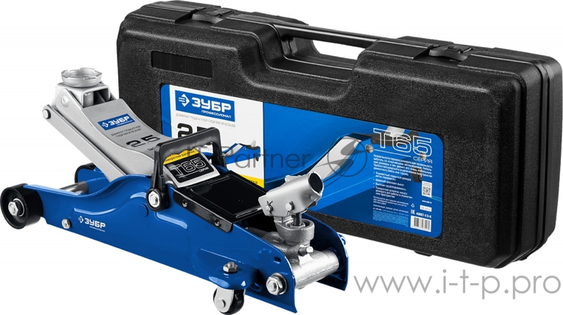 Домкрат ЗУБР 43057-2.5-K гидравлический подкатной t65 2.5т 90-360мм в кейсе профессионал