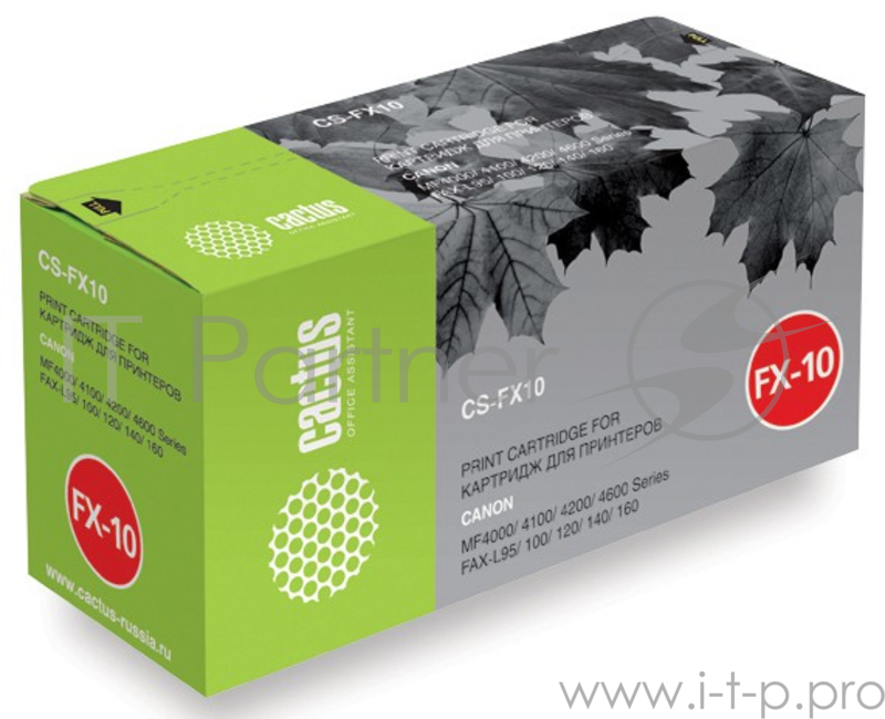 Картридж Cactus (FX-10) для Canon MF4000/4100/4200/4600 Series FAX-L95/100/120/140/160, Bk