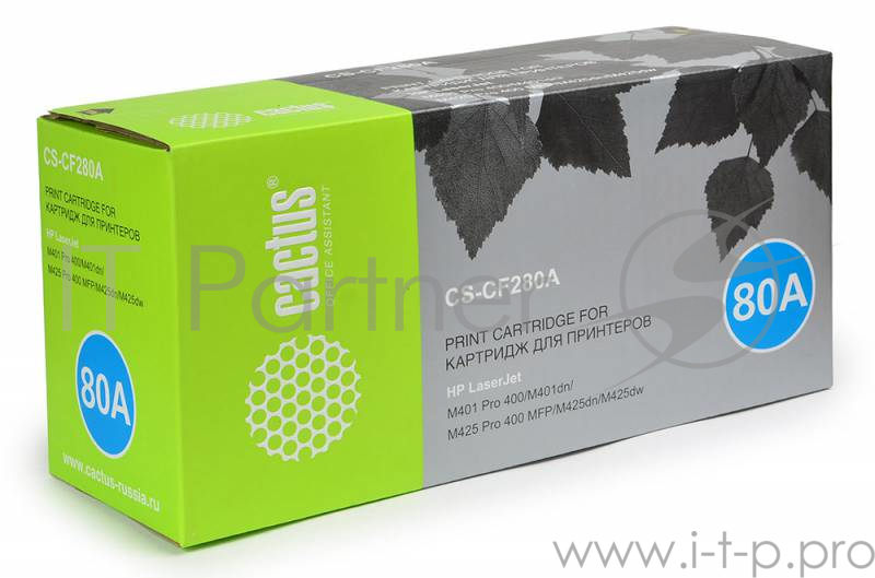 Картридж Cactus (CF280AS) для HP LJ Pro 400/M401/M425, Bk, 2.7K