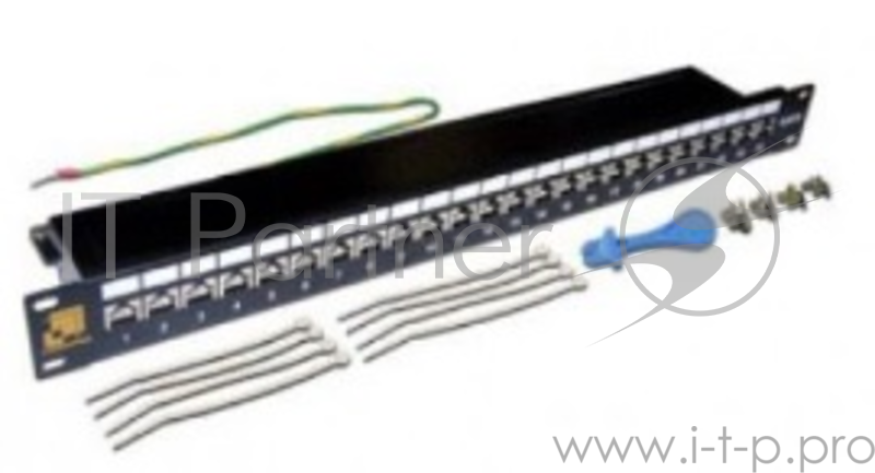 Патч-панель LANMASTER 24 порта, STP, кат.6A, 1U