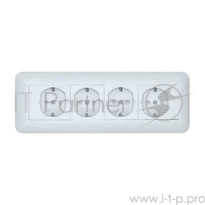 Розетка WESSEN RA16-411M-BI Прима Бел 4-я с/з с з/ш 16А наружная в сборе с монт.пласт.