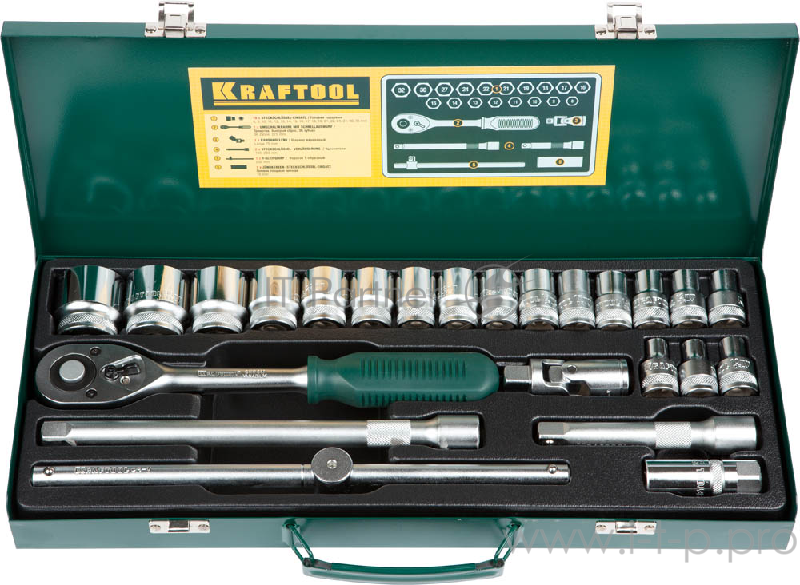 Набор торцовых головок KRAFTOOL INDUSTRIE QUALITAT 27892-H24_z01 (1/2) универсальный..24 предмета