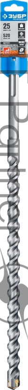 Бур ЗУБР 29350-520-25_z01 SDSMAX Ф25х400/520мм 4 резца спираль шнек