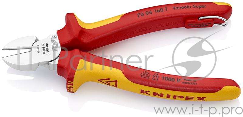 Бокорезы KNIPEX KN-7006160TBK со страховочным креплением. 160 mm