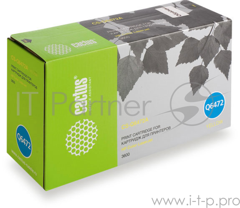 Картридж Cactus (Q6472A/AR) для HP Color LaserJet CP3505/3600/3800, №501A Y, 4K