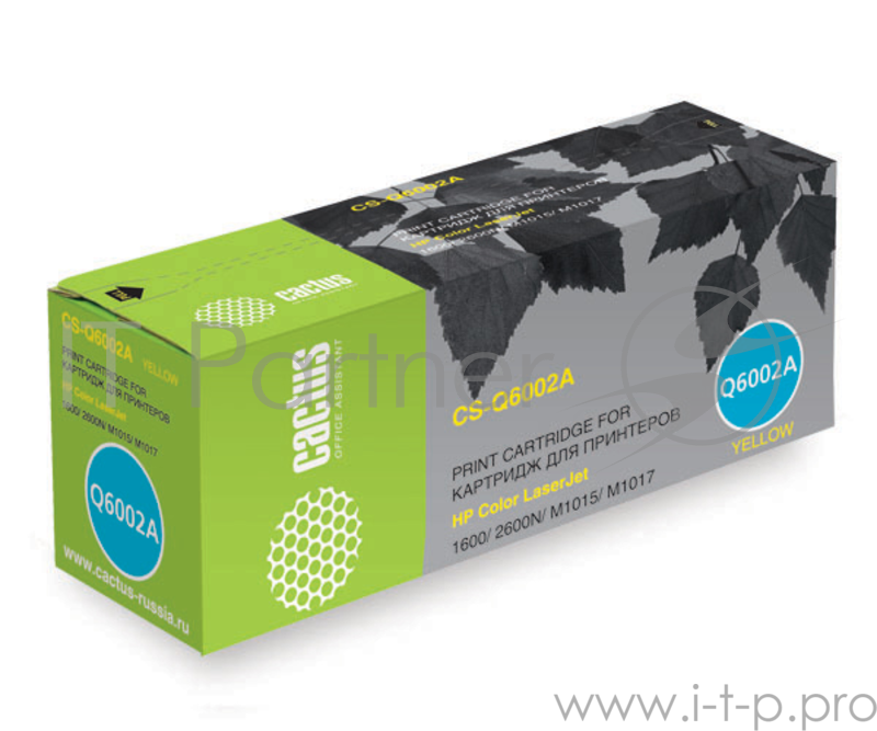 Картридж Cactus (Q6002A) для HP Color LaserJet 1600/2600N/M1015/M1017, №124A Y