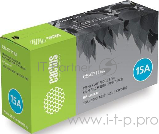 Картридж Cactus (C7115A) для HP LaserJet 1000/1005/1200/1220/3300/3380, Bk, 2.5K