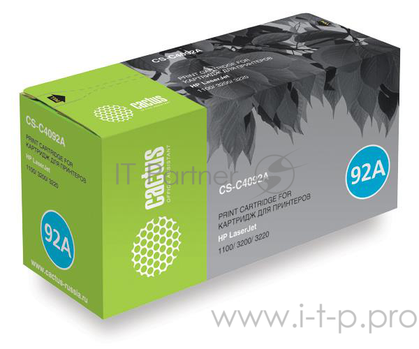 Картридж Cactus (C4092A) для HP LaserJet 1100/ 3200/ 3220, Bk, 2.5K