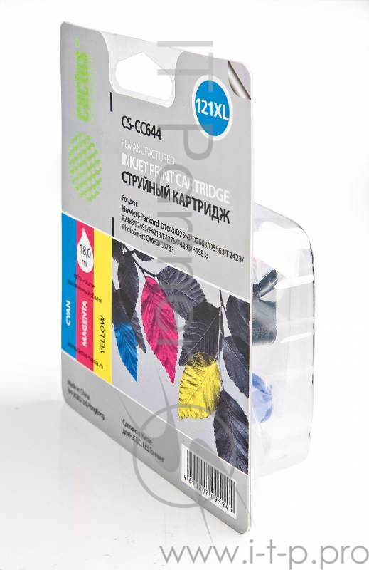Расходные материалы CACTUS CC644HE Картридж струйный Cactus CS-CC644 трехцветный для №121XL HP DeskJet D1663/D2563/D2663/D5563/F2423 (18ml)