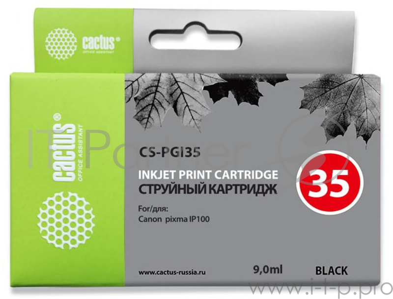 Расходные материалы Cactus PGI-35 Картридж струйный Cactus CS-PGI35 черный для Canon iP100 (9ml)