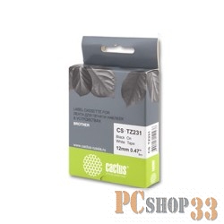 Расходные материалы Cactus TZ-231 Лента CACTUS (CS-TZ231) для печати наклеек в устройствах brother P-touch 1010/1280/1280VP/2700VP, черный на белом, 12мм х 8м